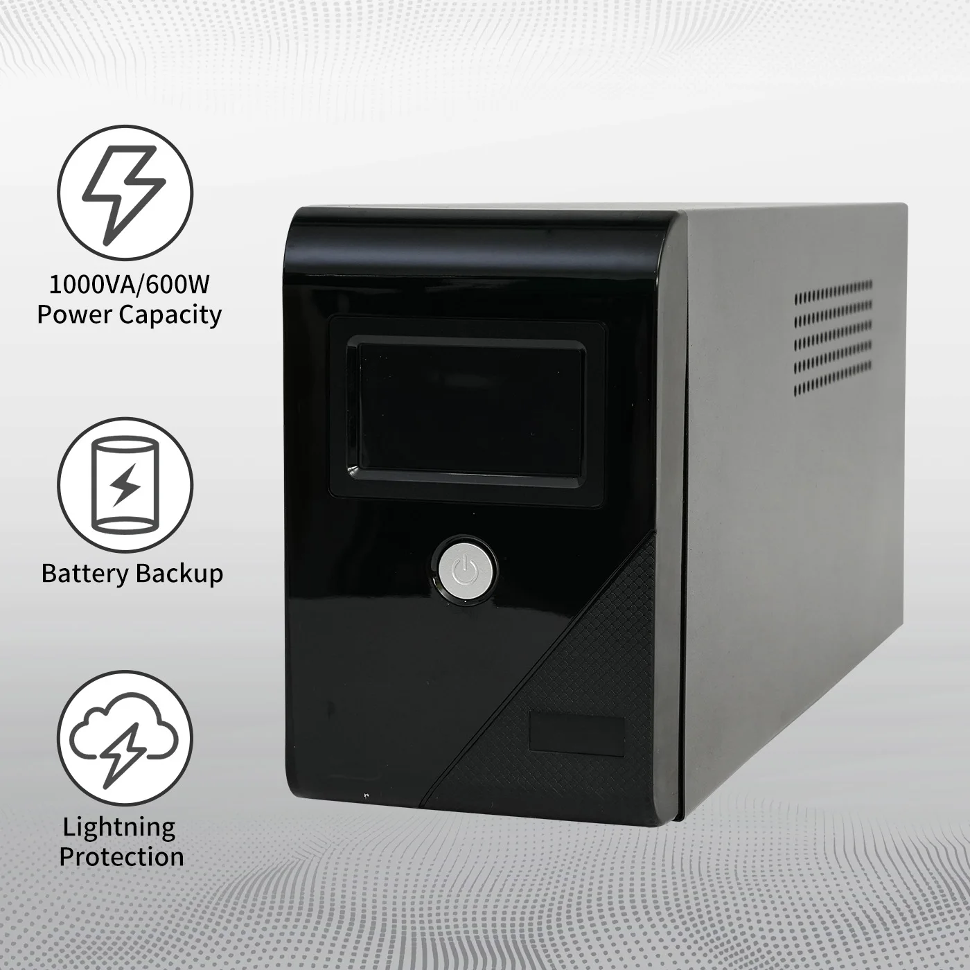 1000VA/600W 120V UPS Power Supply Battery Standby Power with 3 Outlets and LCD Display Surge Protector for Home and Office