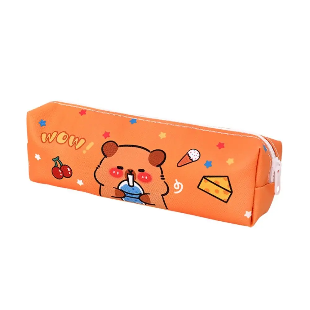 다기능 PU 펜 가방 Capybara 방수 편지지 가방 지퍼 디자인 연필 케이스 학생