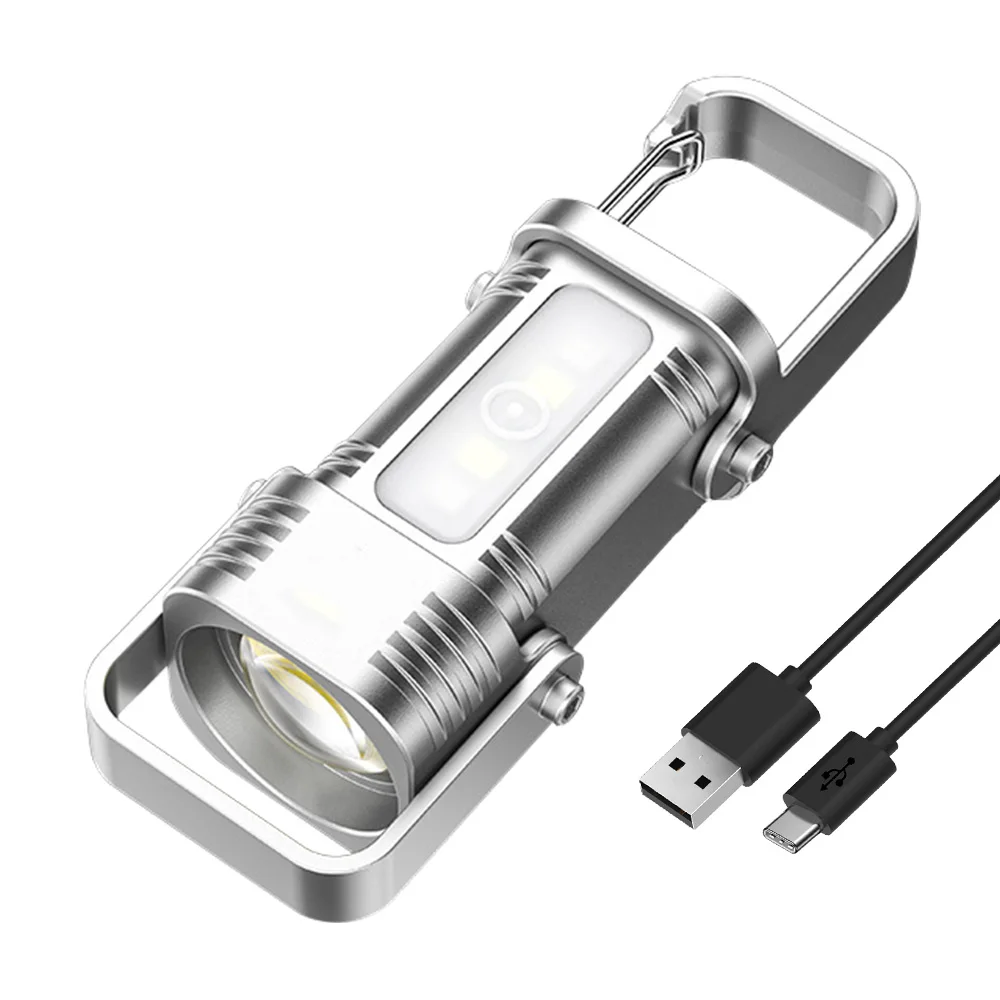 

BORUiT Mini Portable Flashlight Keychain Light Type-C Charging 7 Modes Small LED Light Outdoor Hiking Camping Pocket Lantern