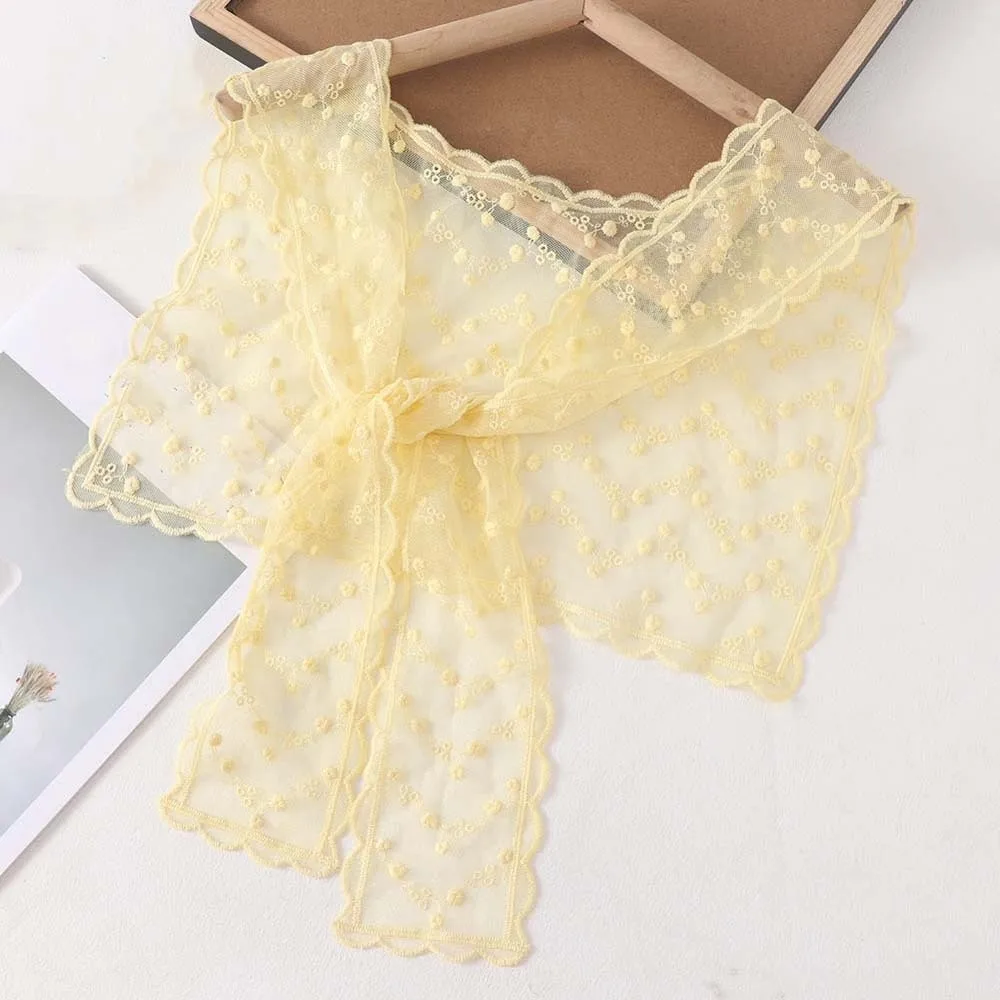 Breathable Thin Lace Shawl Lightweight Cape Embroidered Shoulder Scarf Polyester Waistband Shawl Fake Collar Wraps Spring