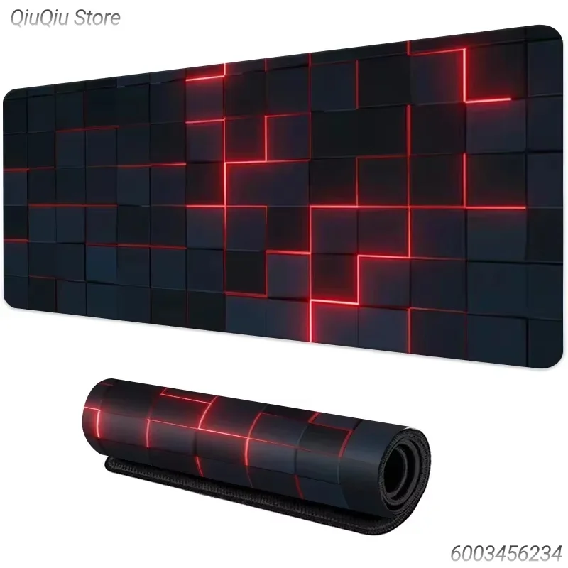 Neon Hexagon Gaming Desk Mat, Cool SciFi Geometric Print Large Mouse Pad NonSlip Rubber Base for Laptop Home Gamer Table Decor