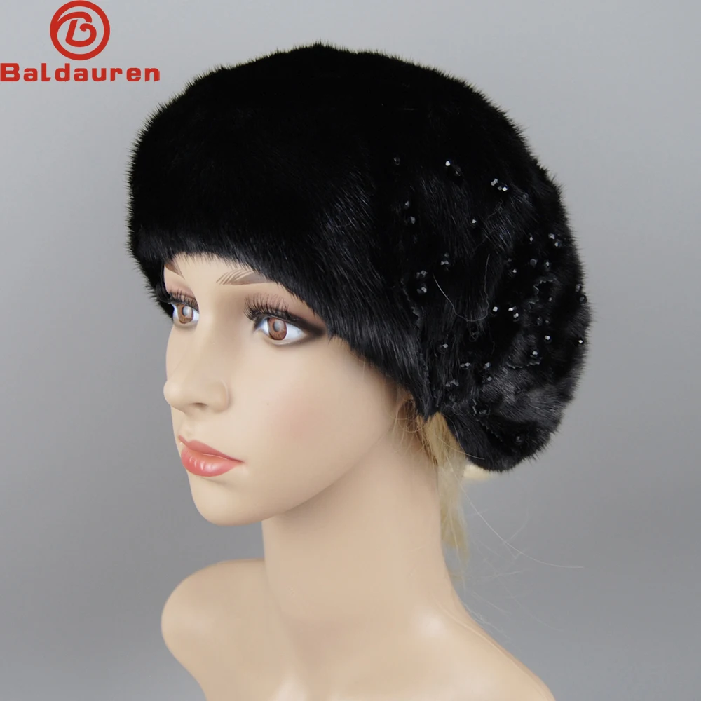 

Winter Luxury Women’s Hat Real Natural Mink Fur Hat Beanies Handmade Knitted Warm Berets Caps Fashion Lady Real Mink Fur Cap