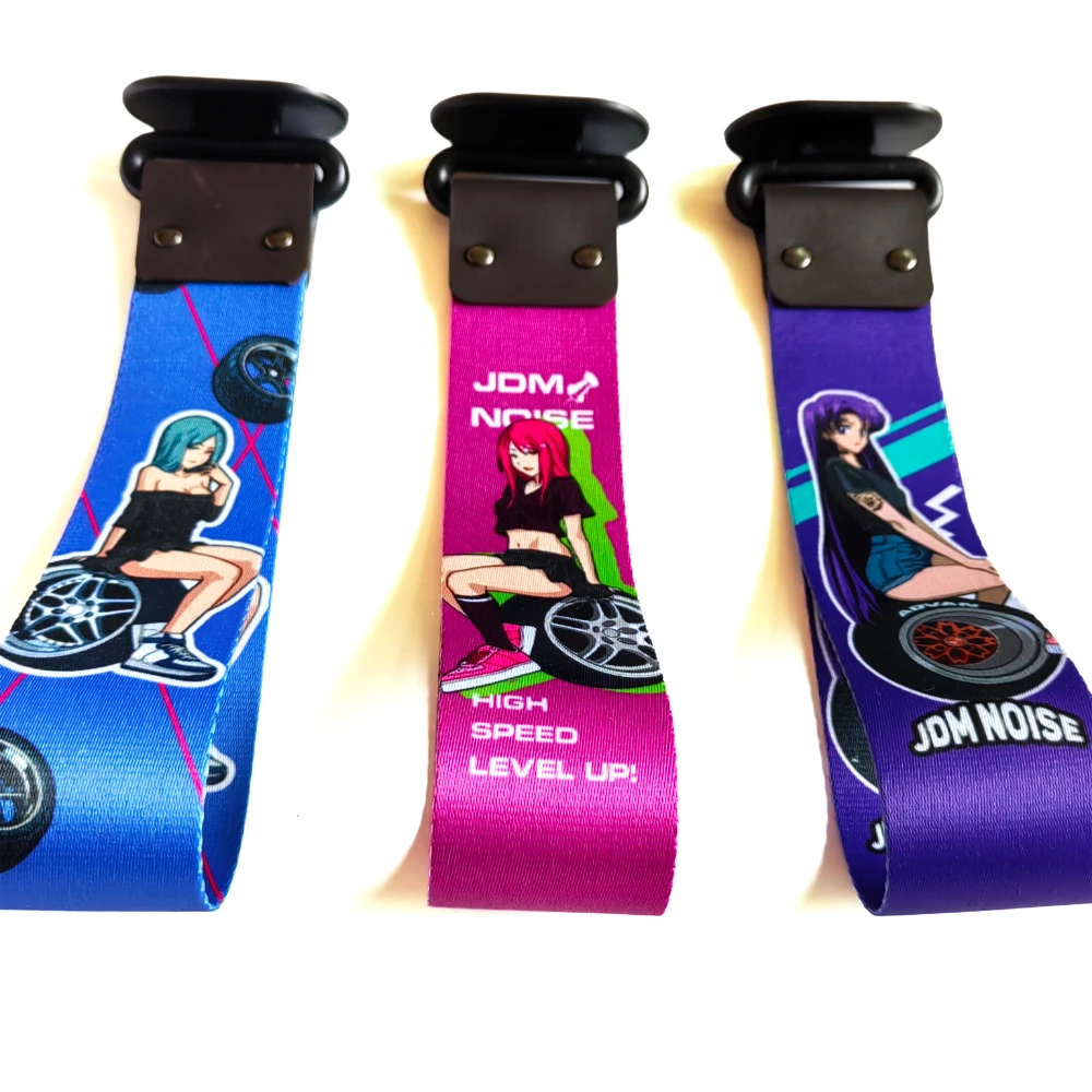 Universal Car Tuning Tow Strap Towing Hook Anime Pretty Girl Jdm Towing Rope Purple Car Exterior Accessories for Men Women Gifts