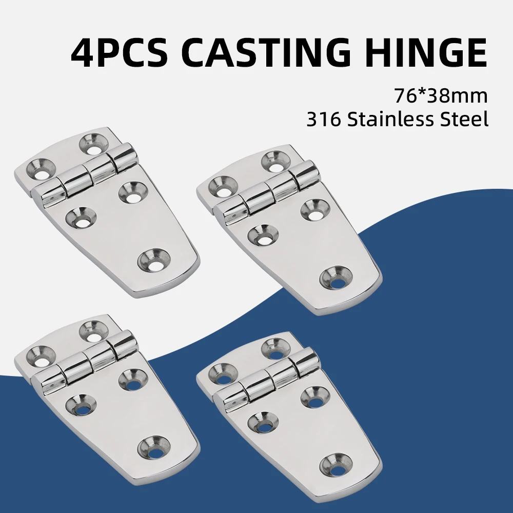 

4pcs 76*38mm Marine 316 Stainless Steel Hinge Short Side Door Hinge for Yacht Boat RV Marine Door Hinge Boat Accessories