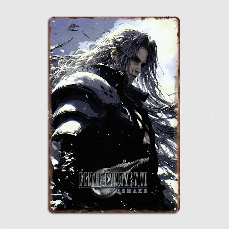 Sephiroth Final Fantasy VII Remake Retro Poster Metal Posters Sign Indoor Outdoor Room Decoration Home Bar Decor Wall Decor