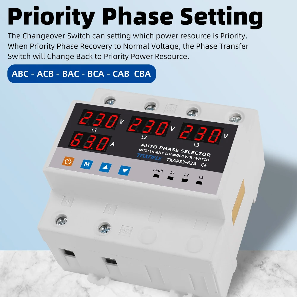 أكثر من تحت الجهد حامي ATS النقل التلقائي التبديل المرحلة محدد الطاقة دون انقطاع 63A 100A أكثر من المحدد الحالي #3
