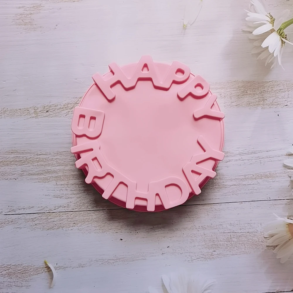 Silicone Cake Mold Festival Cake Baking Pan Mousse Mould 3D DIY Circular Happy Birthday Handmade Kitchen Baking Tools Accessorie