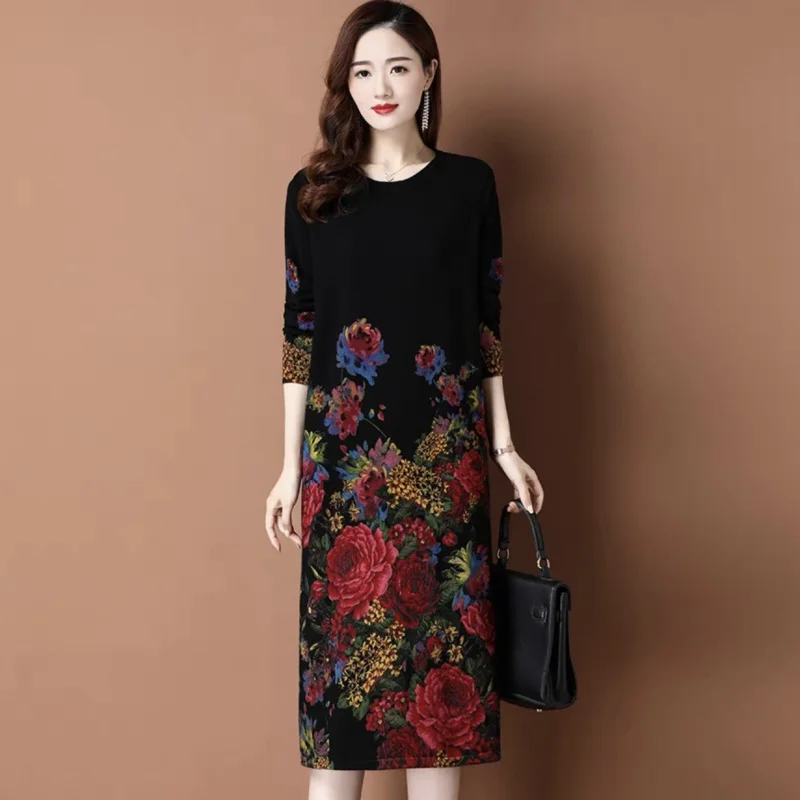 

Autumn And Winter Flower Knitted Cashmere Dress For Women 2023 New Fashion Woolen Dress Korean Version Loose Fit Mini Vestidos