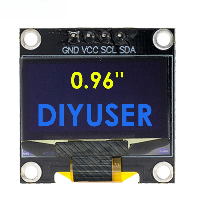 DIYUSER 0.96 Inch OLED SSD1306 White/Blue/Yellow 128X64 IIC I2C Serial Display Module 12864 LCD Screen Board For Arduino