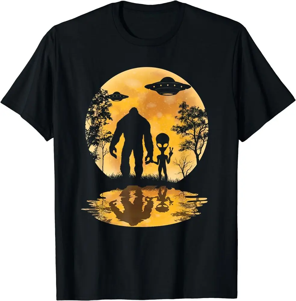 

Alien Bigfoot Moon Sasquatch UFO Men Women T-Shirt Anime Graphic T-shirts 100%Cotton Short Sleeve