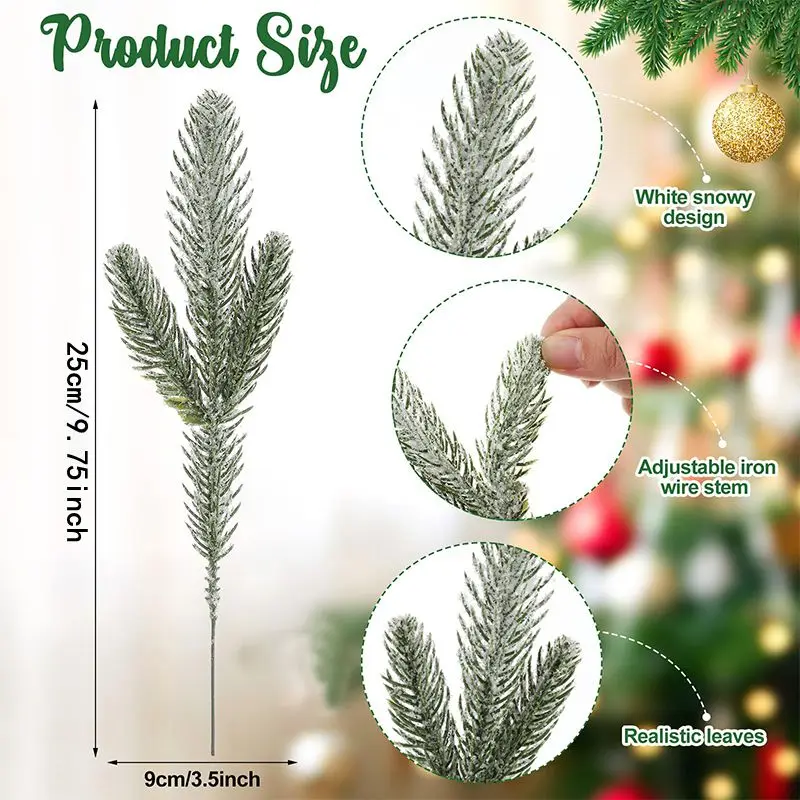 10/20 Stück Künstliche Schnee-Tannennadel-Beeren-Bouquets Weihnachtsdekoration für Christbaum Girlande Ornament Heimdekoration Neujahr DIY Geschenk – Detail 3