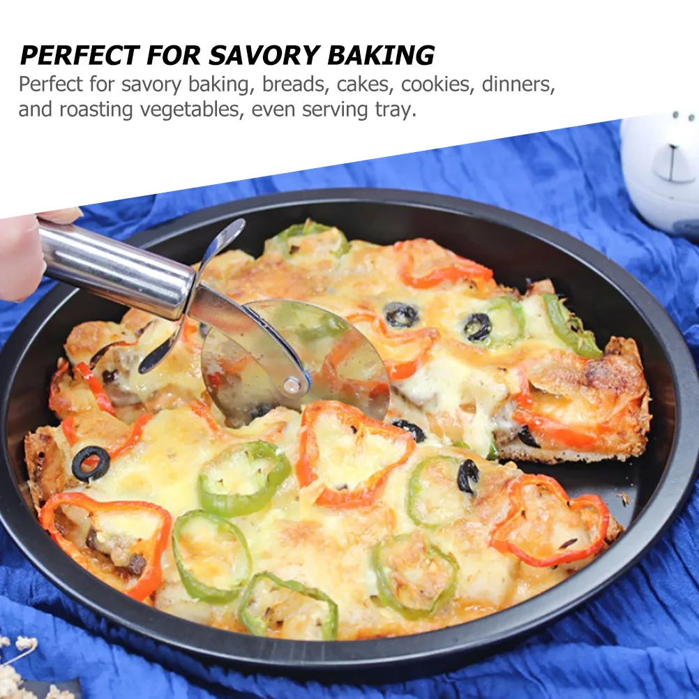 

3pcs Non-Stick Pizza Baking Pan Round Carbon Steel Oven Tray Heat Conductive Cake Cookie Roasting Tool For Breads Cakes