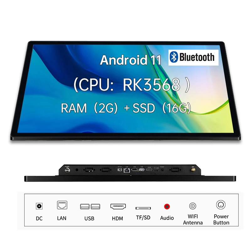 Hot 18.5 Inch 1080P Vesa Wall Mounted HDMI VGA Monitor Industrial Computer PCAP Touch Screen Monitor , All In One Android PC