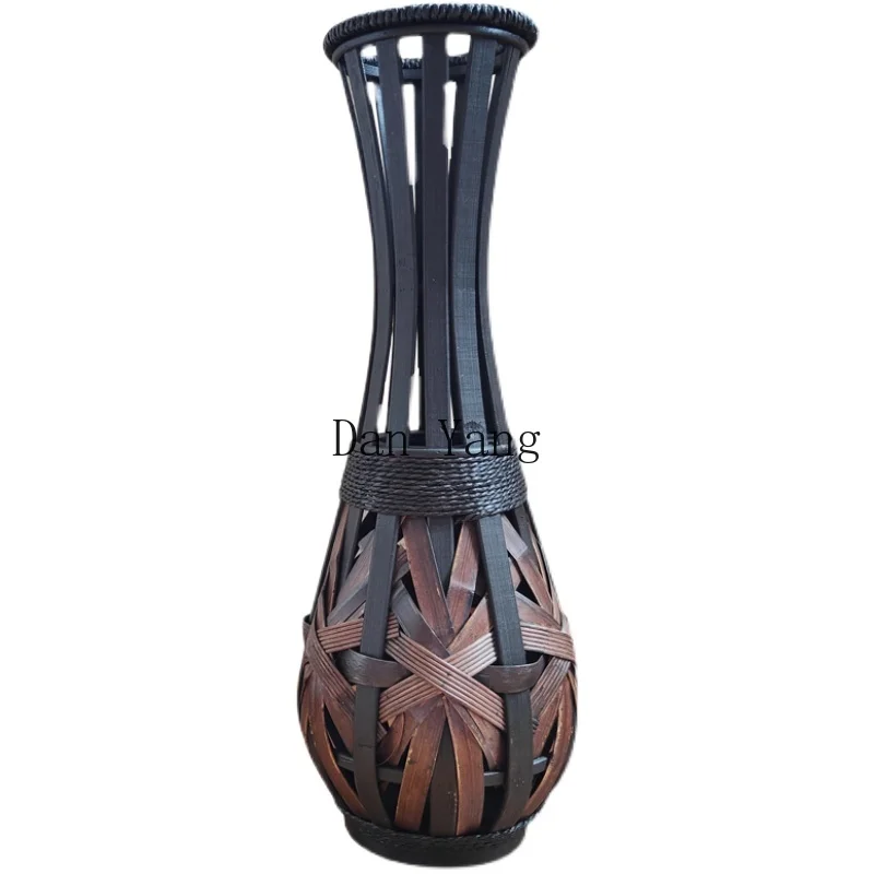 

YJ living room vase dried flowers inserted bamboo woven bamboo woven floor creative ornament