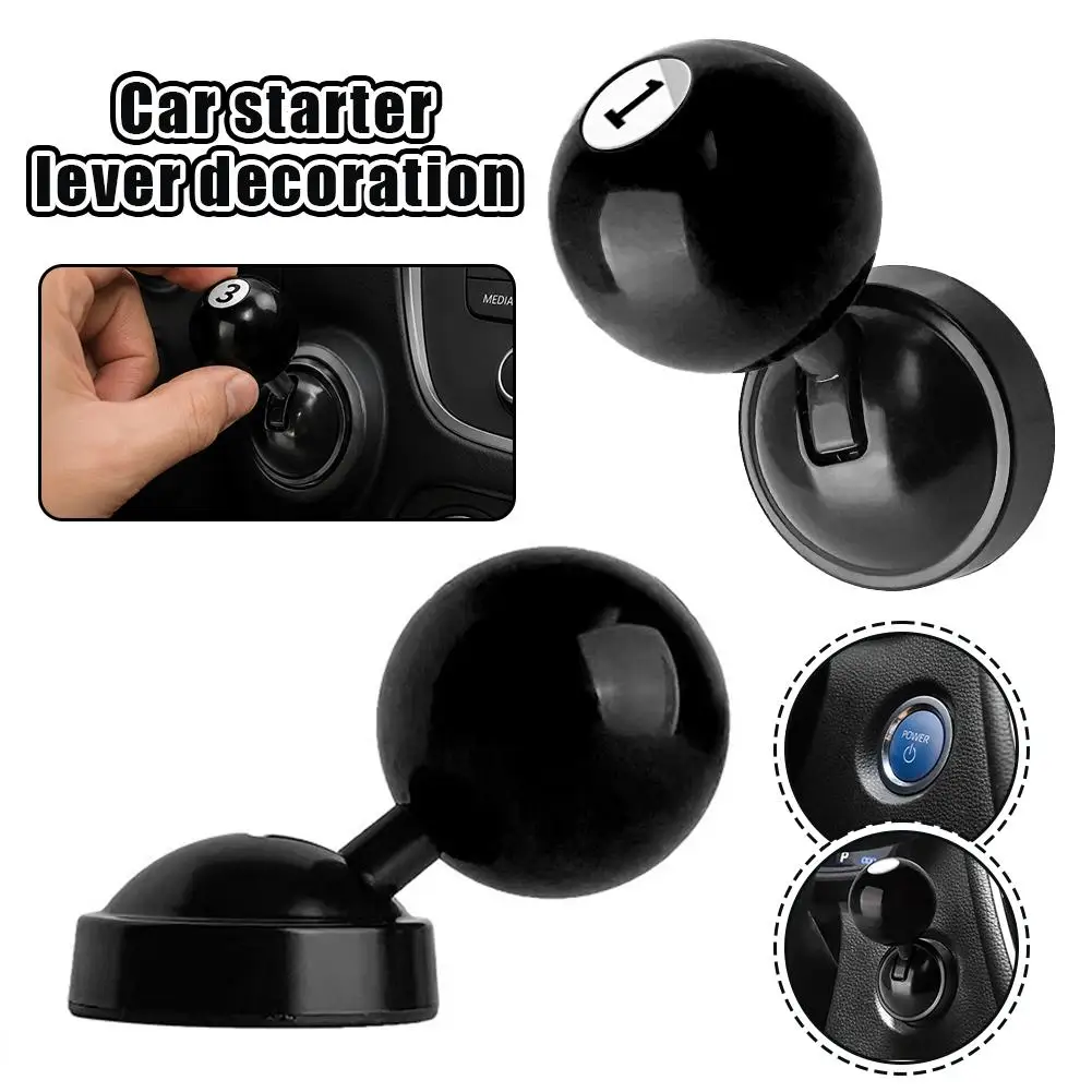 Fun Pool Ball Car One-Key Start Button Cover, Metal Base ABS Ball Head Engine Start Rocker for All Vehicles, Easy Install