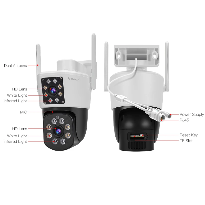 Vstarcam Outdoor Wifi Camera 4mp Hd Dual-Screens Ptz Camera Auto Tracking Waterdichte Beveiliging Videobewaking