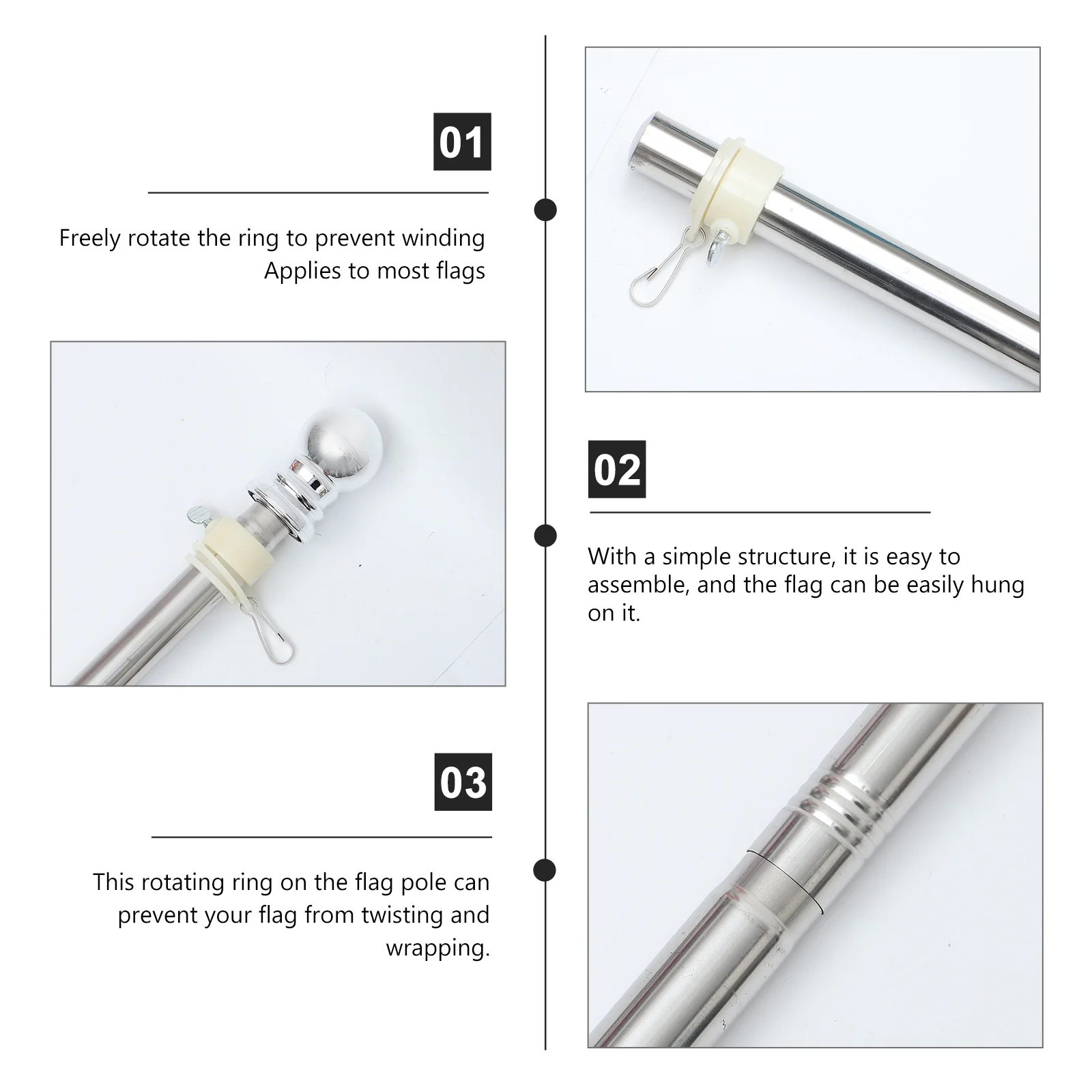 

1 set 1 Set Stainless Steel Flag Pole Kit Detachable Outdoor Flagpole For Yard Garden Party Racing Event Flags Display Stand