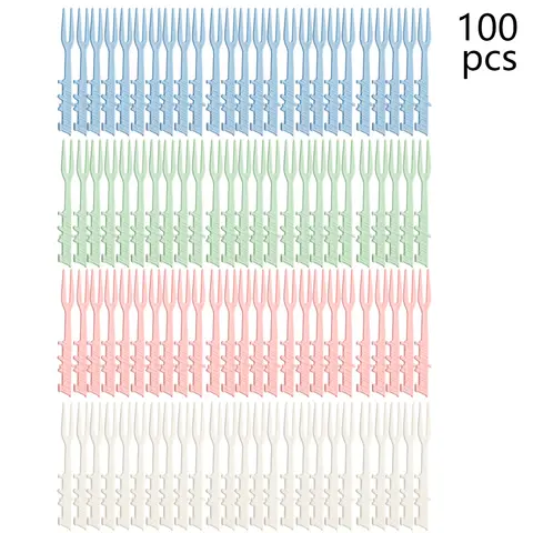 100 st plastfruktgafflar kan återanvändas för familjekök picknick camping för att äta fruktdessert snacks 10 best sales plastgaffel - №3