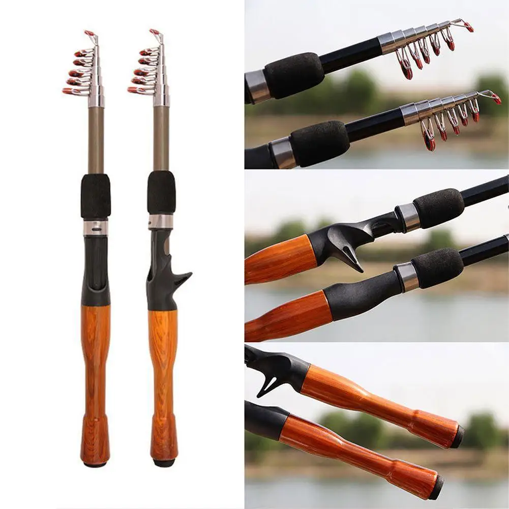 

YFASHION Lure Telescoping Fishing Rod 1.3m/1.6m/1.8m Mini Ultralight Carbon Fiber Portable Fishing Pole