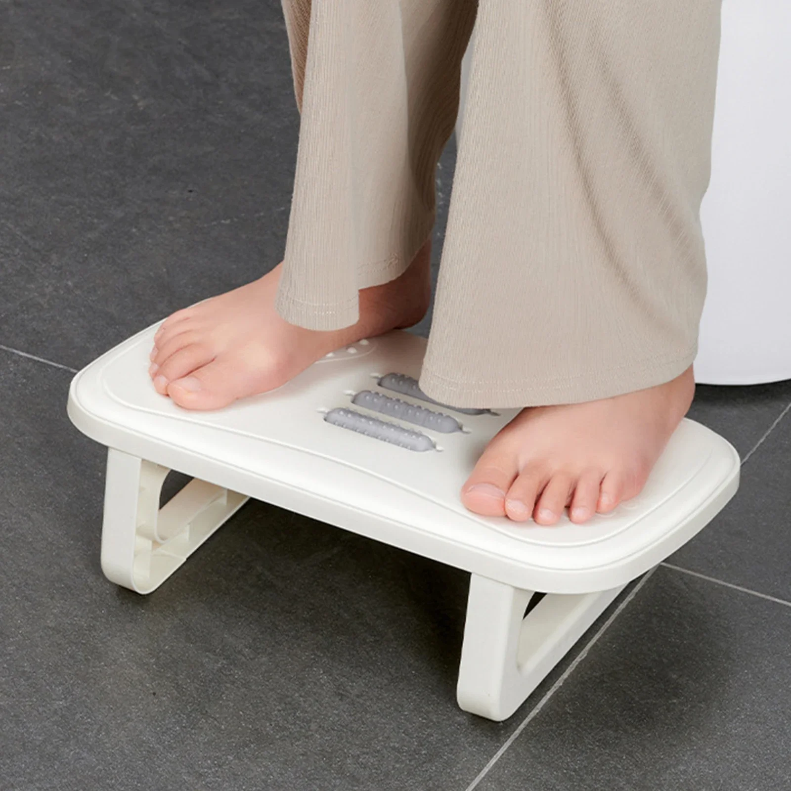 Office Footrest Footstool Ergonomic Under The Table Foot Stool With Massage Rollers Non-Slip Desk