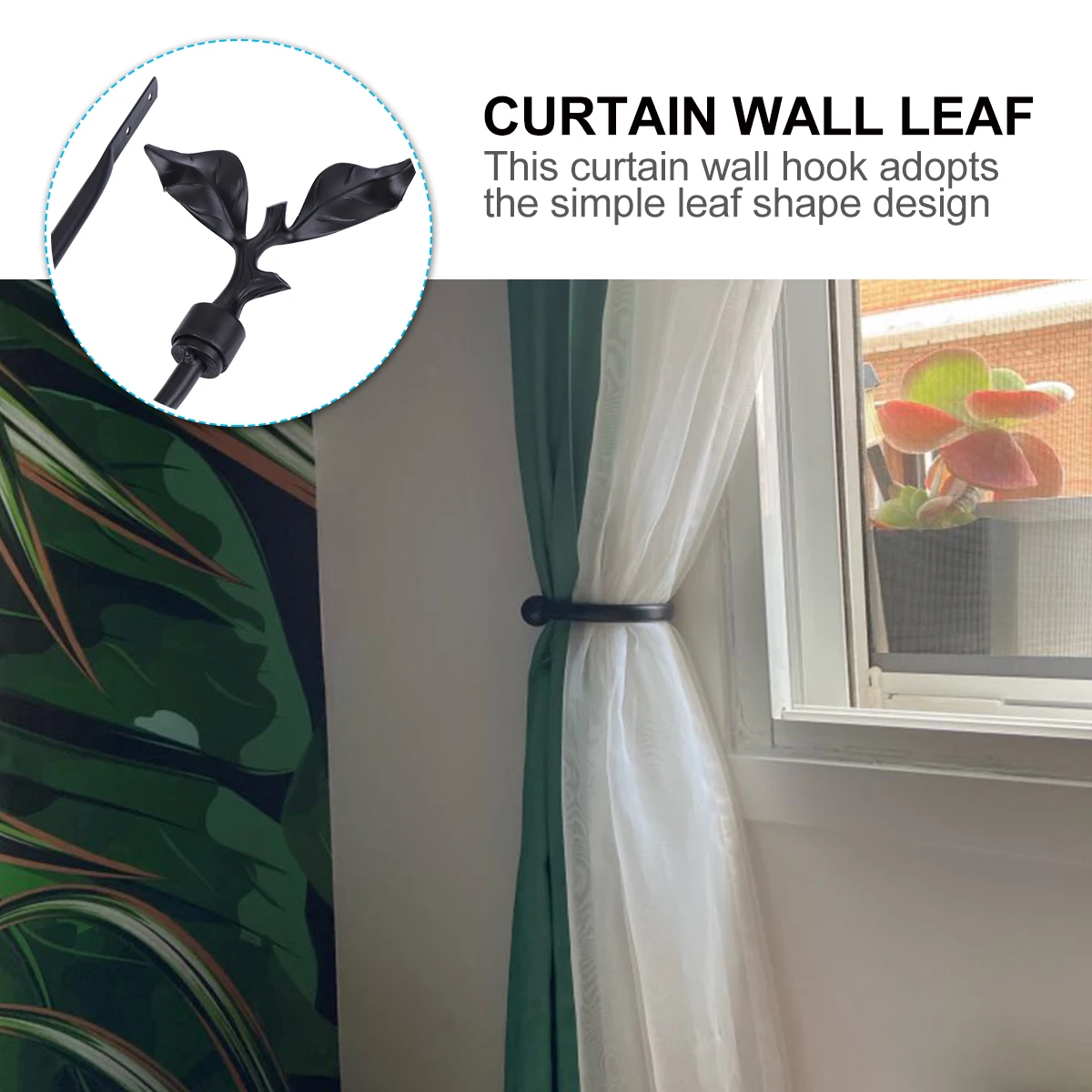 

Curtain Wall Heavy Duty Metal Leaf Design Household Hooks Holdbacks Mount Hanger Retro Home Decor Hardware No Drill