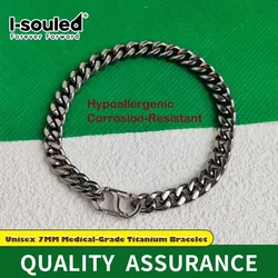 Hypoallergenic 7MM Titanium Bracelet Medical-Grade Skin-Safe Durable Lightweight Daily Wear