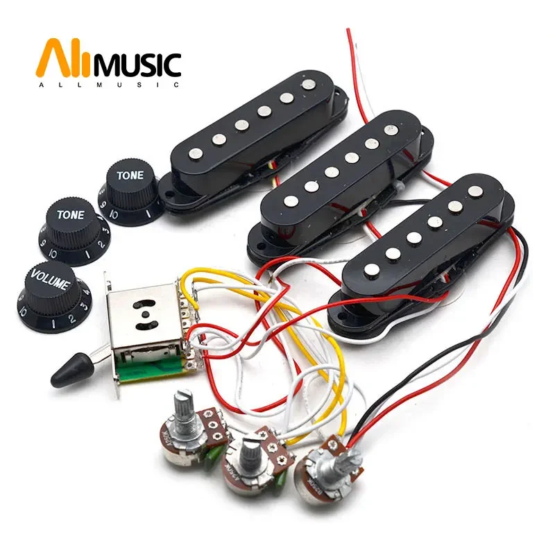 Electric Guitar Pickup Wiring Harness Prewired 5-way Switch 2T1V SSS SSH HSH & 1T1V HH Pickup for ST Electric Guitar
