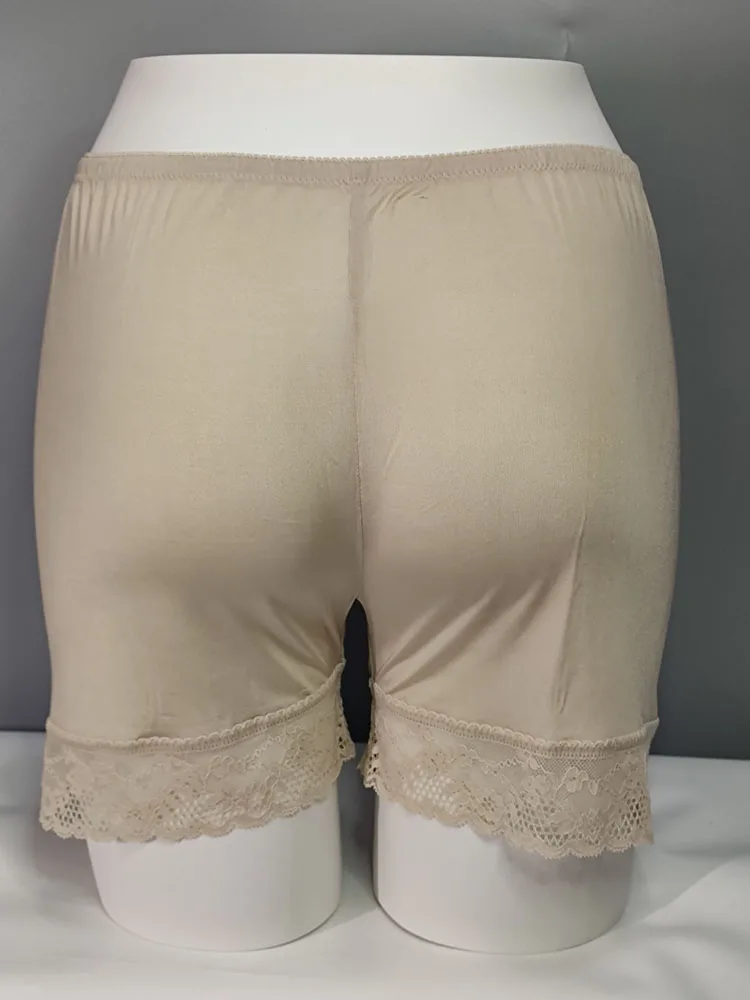 Legging feminina de malha de seda 100%, seda pura para mulheres, roupa boxer feminina de renda 100% natural