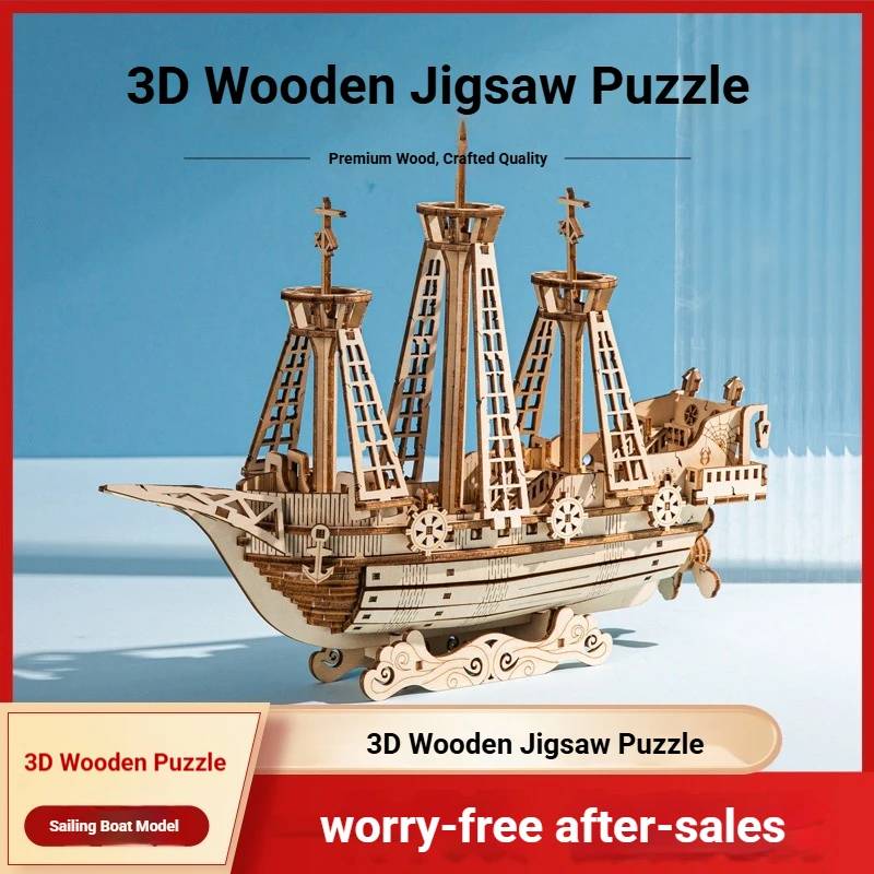 教育玩具-3d-木製パズル-—-オランダ船、子供向け科学教育-diy-組み立てブロック帆船モデル