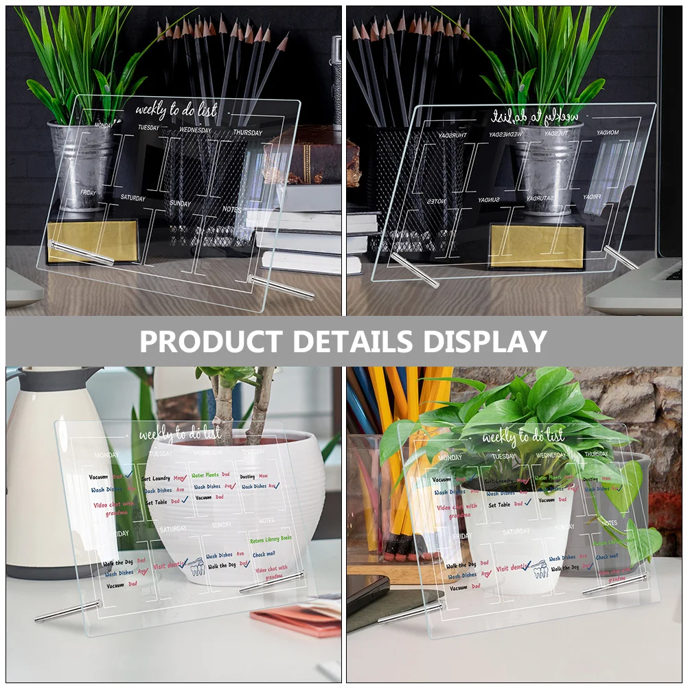 مجموعة واحدة من لوحة الرسائل المصنوعة من الأكريليك لوحة المسح الجاف لسطح المكتب مع قلم للاستخدام المنزلي والمدرسة والمكتب هدية عملية #4