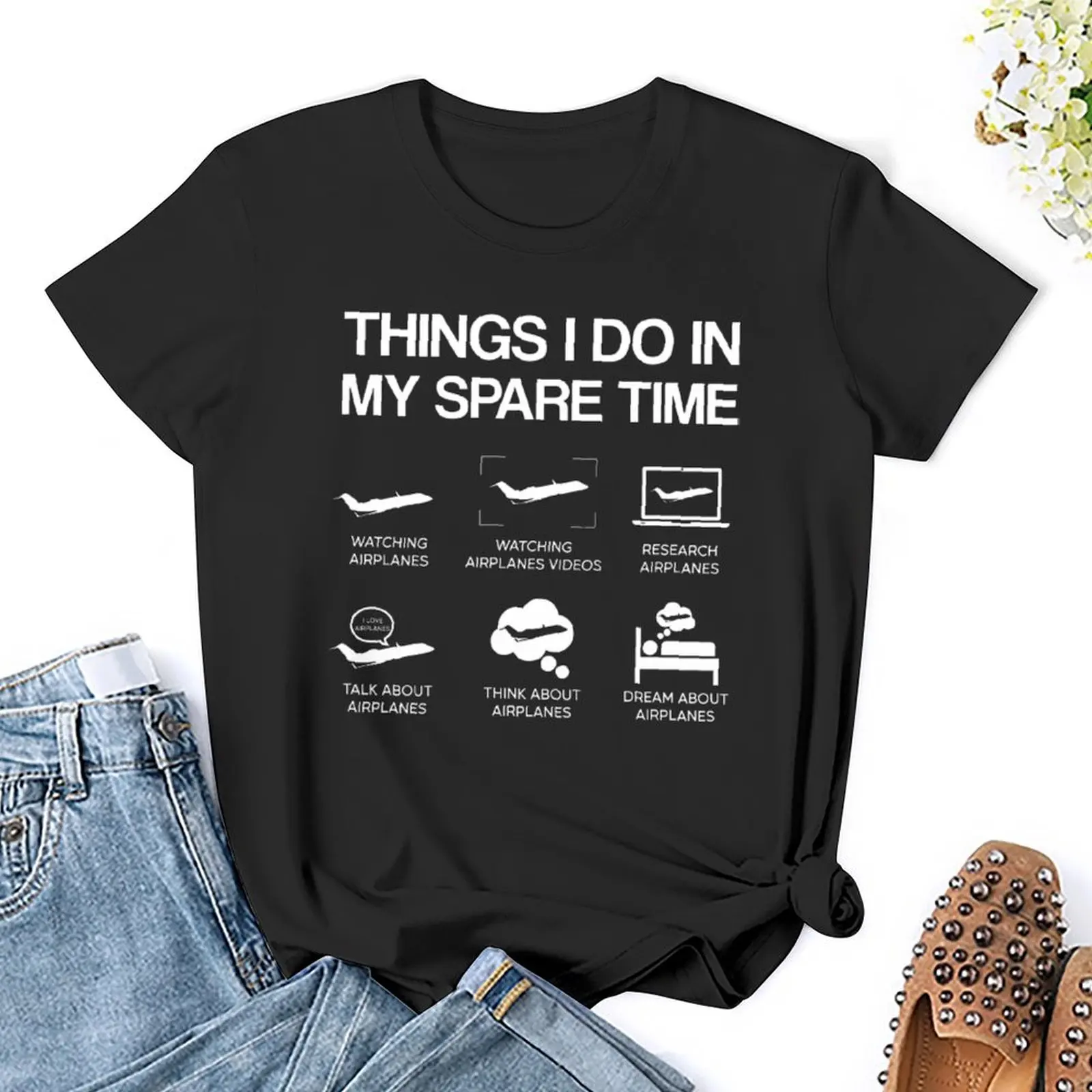 Things I Do In My Spare Time Airplane Aviat (3) T-shirts Casual Graphic T-shirt Fresh  Move  Funny Joke Fitness