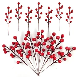 1PCS Christmas Red Berries Ornament Artificial Foam Berry Flower Branches DIY Wreath Xmas Tree Wedding Party Home Decoration