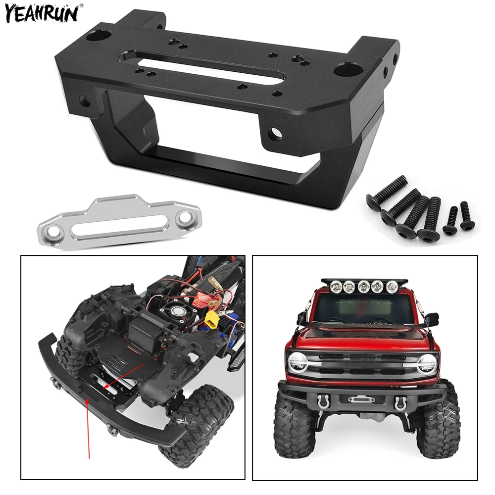 

YEAHRUN Metal Front Bumper Winch Mount For 1/10 TRX4 TRX-4 Bronco RC Crawler Car Upgrade Parts