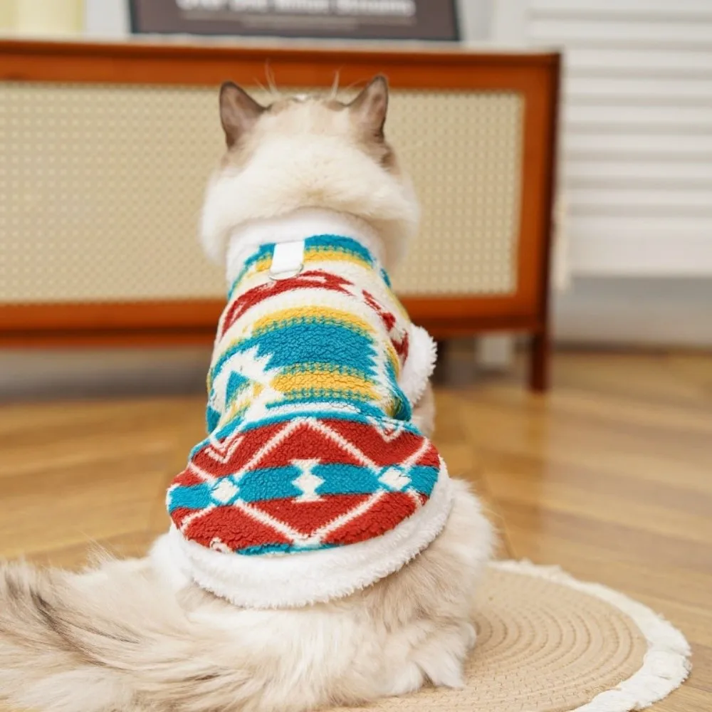 Cute Autumn Winter Dog Warm Clothes Nordic Pattern Thickened Dog Hiking Jacket Windproof Soft Dog Bodysuit Puppy