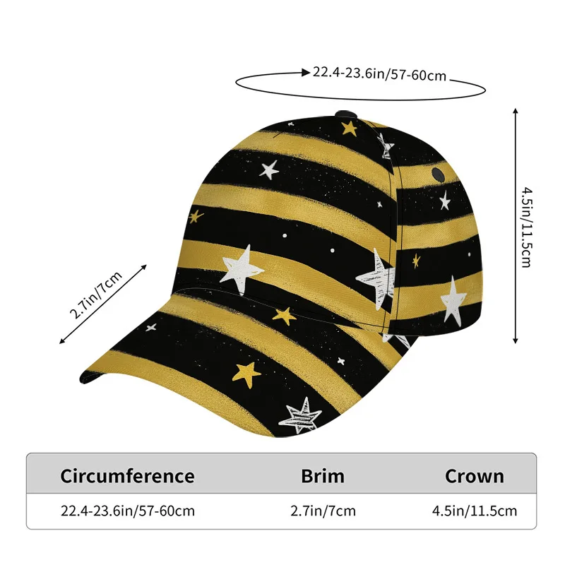 Classic Baseball Cap Featuring Stars on Golden Stripes a Comfortable Duckbill Hat Perfect for All-Day Use with an Adjustable