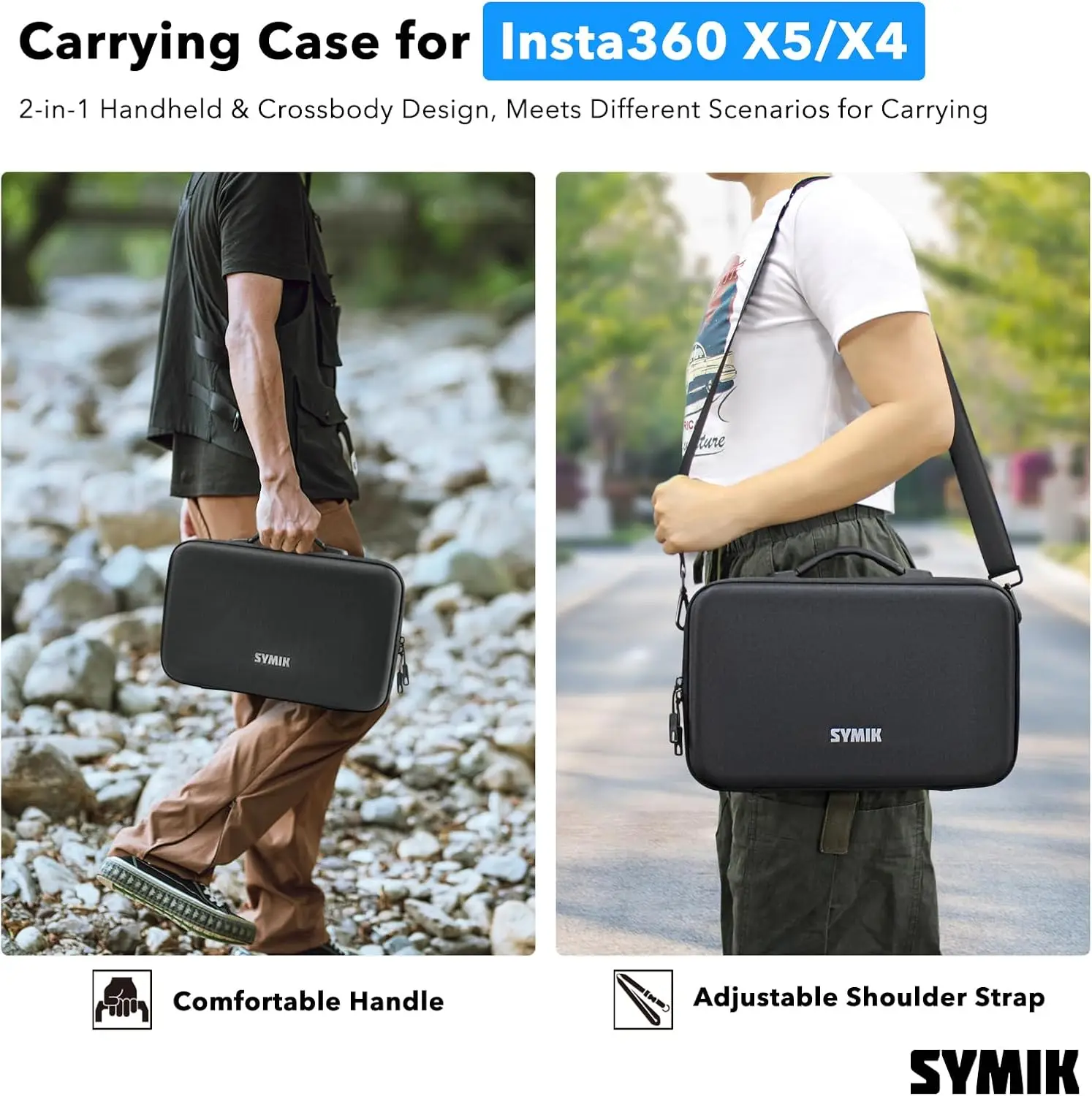 حافظة S320-X لهاتف Insta360 X5 X4 Air، مقاومة للماء والصدمات مع حزام كتف ومقبض