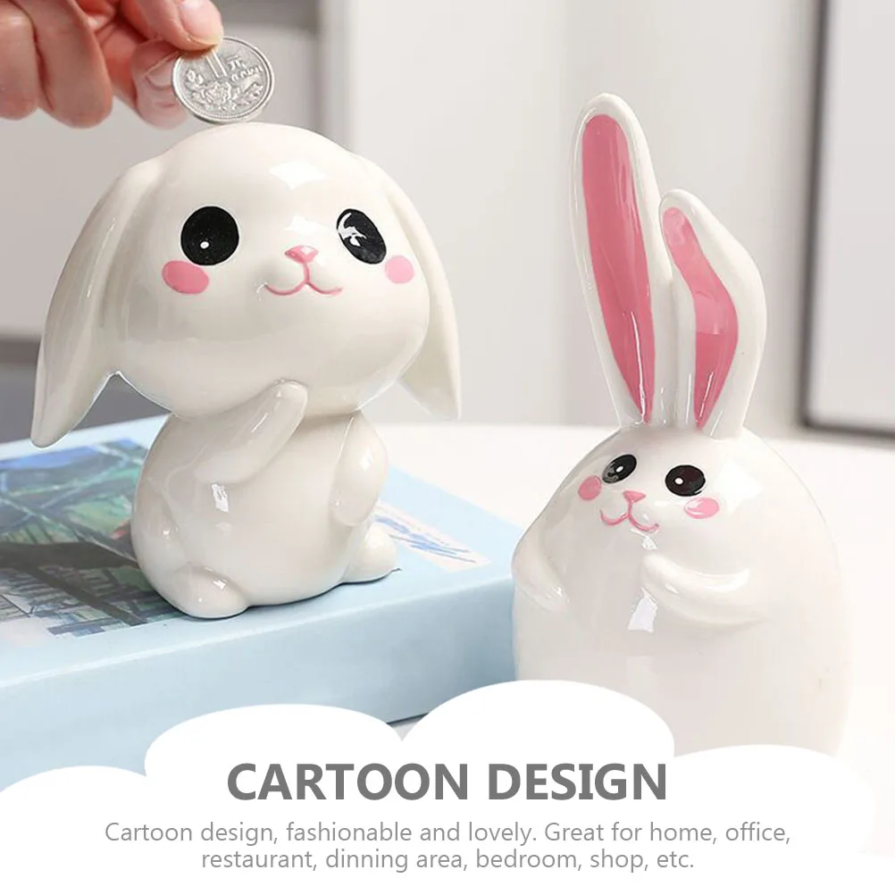 

Rabbit Shape Piggy Child Cartoon Saving Bank Desktop Rabbit Ornament Premium Ceramic Decorative Saving Box For Adults