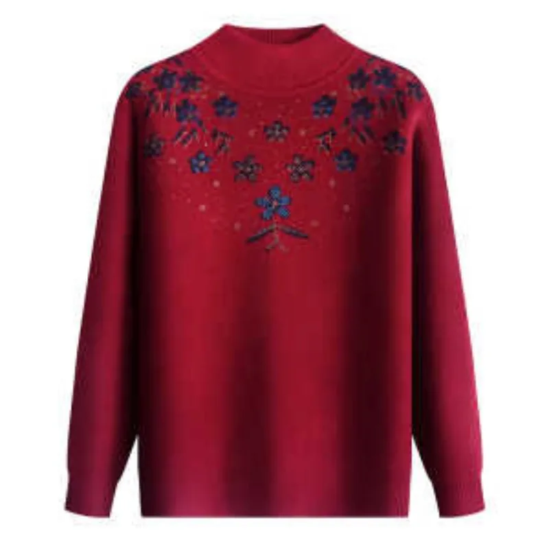 Mamma autunno inverno più maglione di velluto donna di mezza età pullover spesso mezzo collo tartaruga camicia con fondo caldo allentato