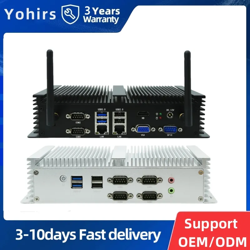 Yohirs Fanless Mini Industrial PC Core i5 4287U i7 4578U Dual LAN 2.5G 2*DDR3L 6*COM GPIO WIN10 Rugged Micor Industry Computer