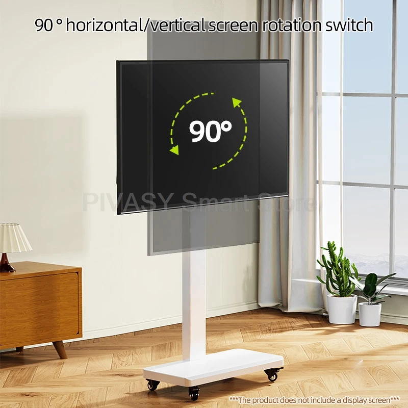 Mobile TV Stand with Wheels Rotatable Portrait Landscape Trolley for 26-60 Inch Screen All-in-One Monitor Live Height Adjust