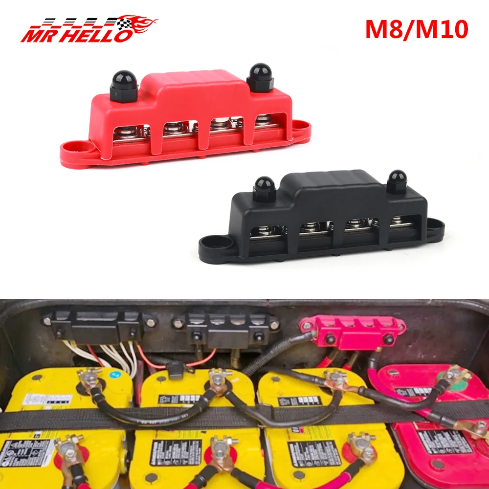 M8 M10 4 Ways Wiring Rows Bus Bar Terminal Block, Power Distribution Block Suitable For Car / Touring car / Yacht