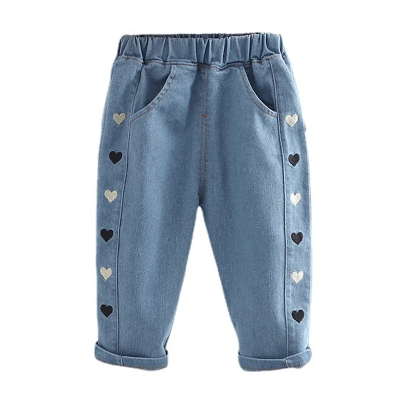 Baby Girl Jeans Fashion Flare Trousers Baby Girl Long Pants Spring Children Trousers 12 3 4 5Yrs Toddler Girl Single Layer Jeans