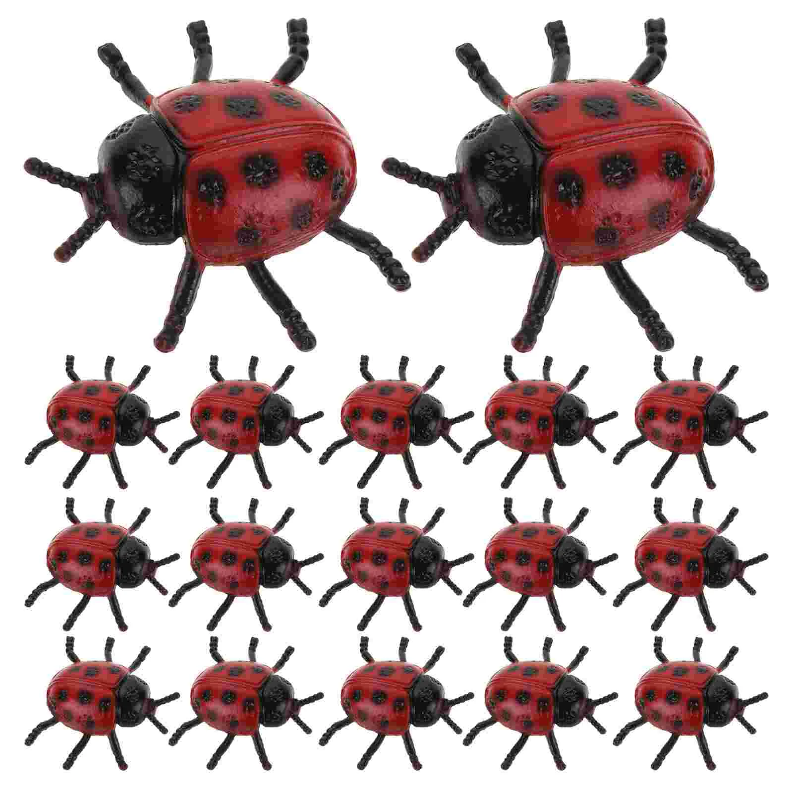 30 Pcs Figurine Pvc Simulation Ladybug Toy Tricky Props Crafts Lifelike Models Red Plastic Ladybugs Toys