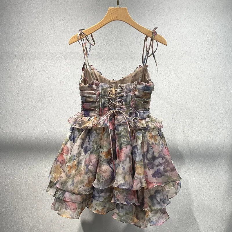 Zoci-mini vestido das mulheres com flores impressas, cores misturadas, ervas, verão, outono, novo