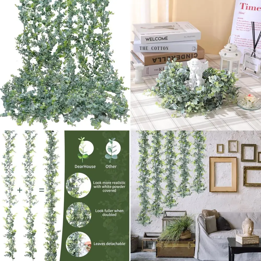 

20 Pcs 5.9ft Long Artificial Eucalyptus Garland with Greenery, Eucalyptus Leaves, and Vines for Weddings, Parties, and Decor