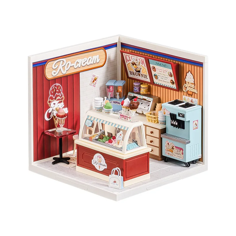 

Robotime Rolife Super Creator Series Plastic Dollhouse Building Blocks for Kids Flavorful Ice Cream Shop