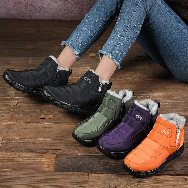 Thicken Plush Warm Snow Boots for Women 2025 Winter Non Slip Cotton Padded Shoes Woman Casual Down Waterproof Ankle Boots Female