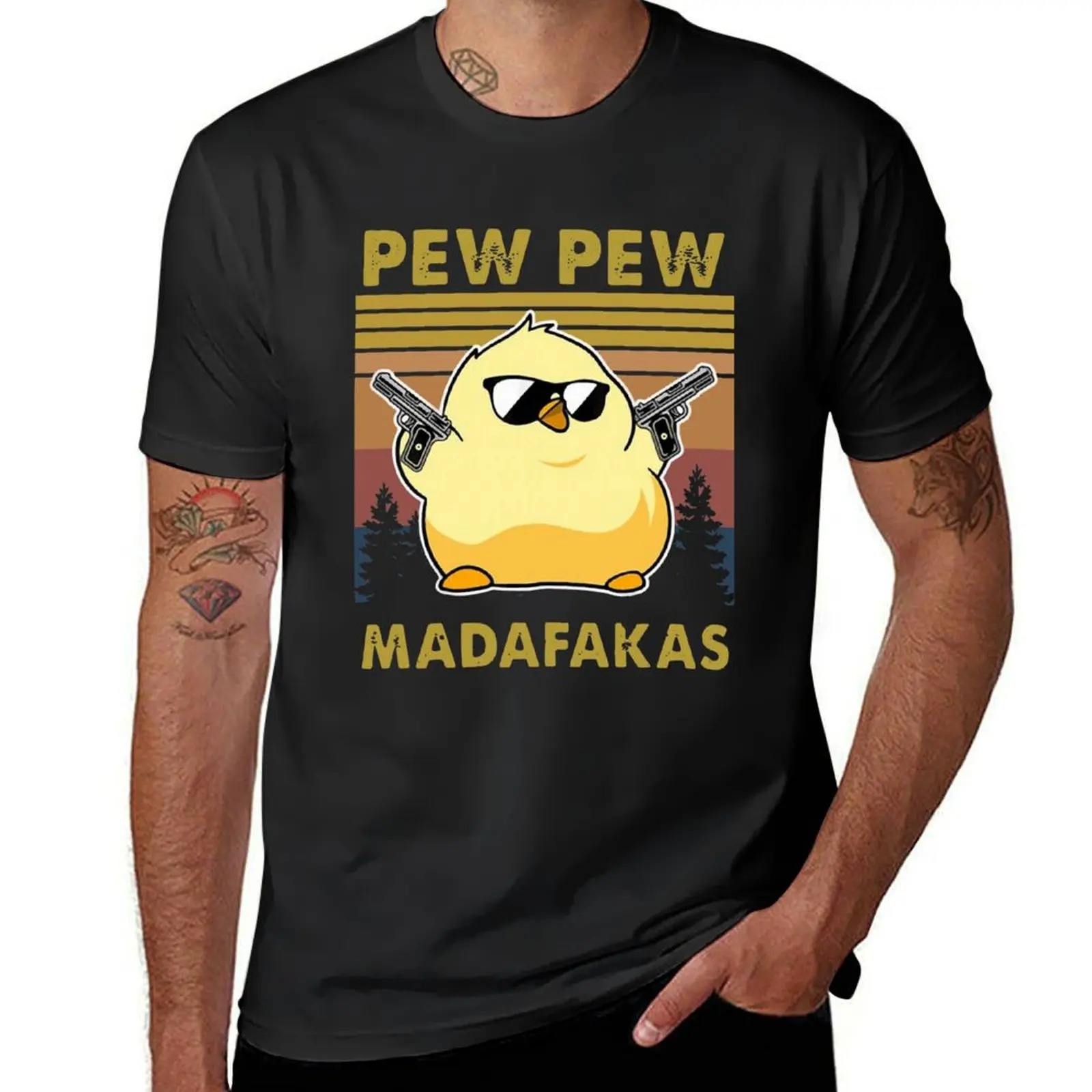 DUCK MEME PEW PEW MADAFAKAS VINTAGE T-Shirt anime clothes anime summer top oversized Men\'s cotton t-shirt