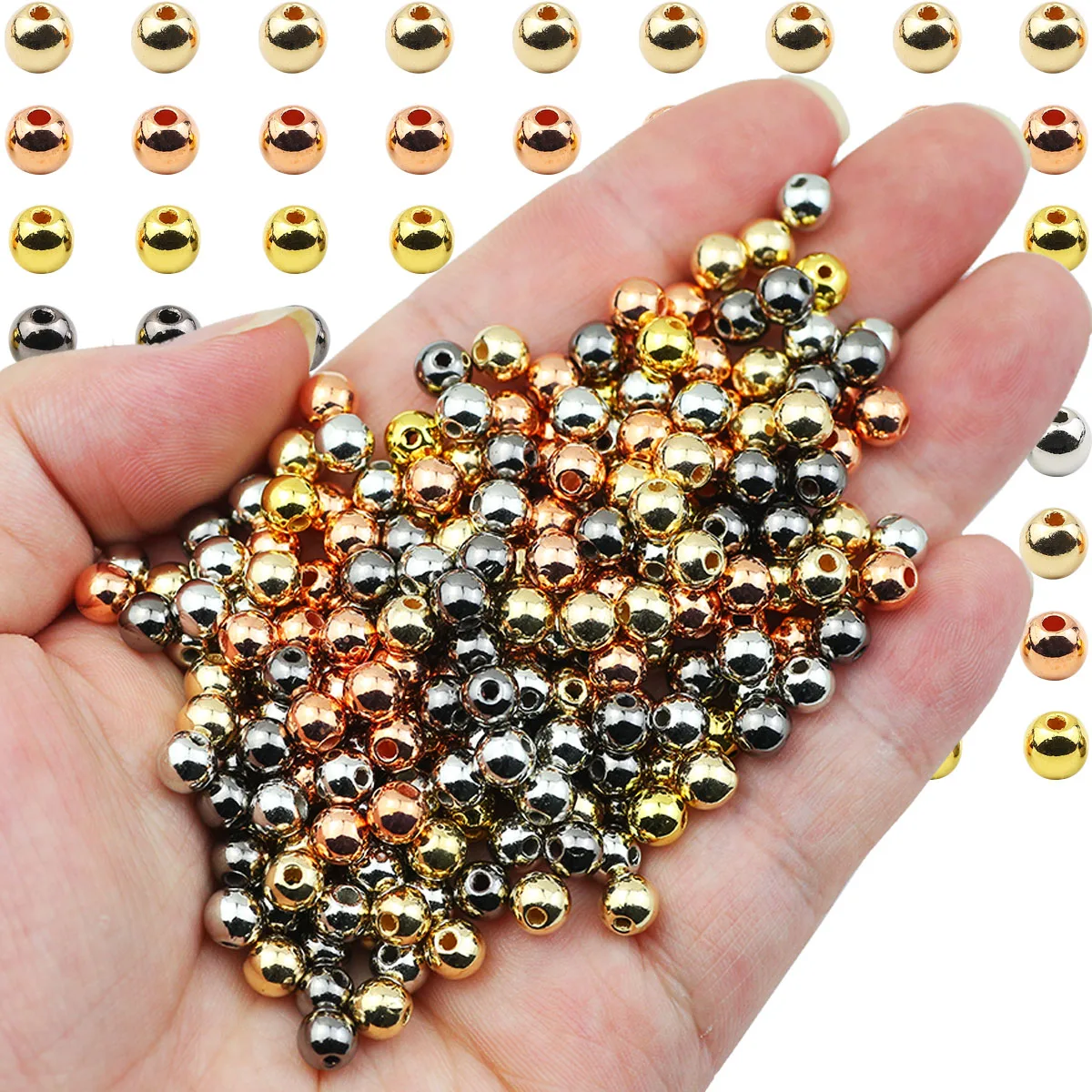 Multicolour CCB Material Smooth Round Loose Beads Spacers For Jewelry Making DIY Chamrs Bracelet Accessories 3/4/5/6/8/10MM