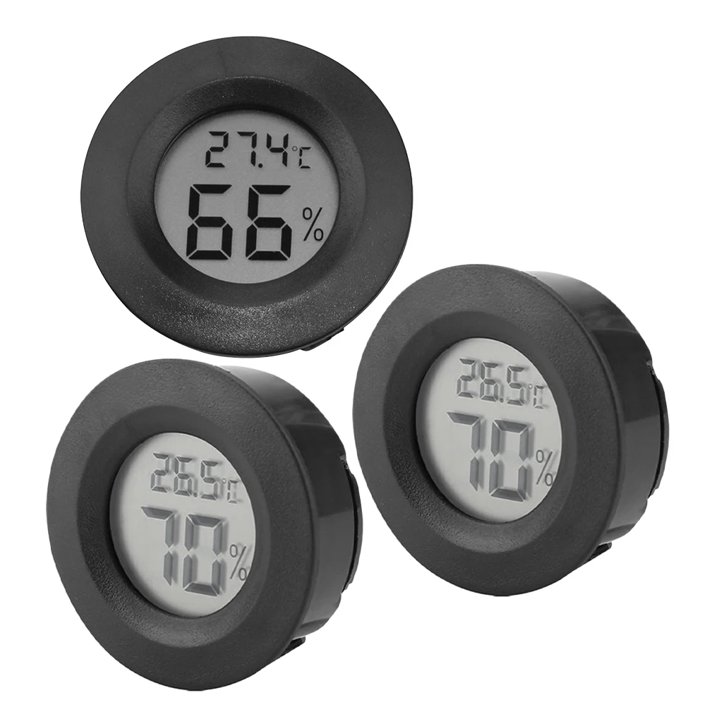 

3Pcs Small Digital Humidity and Temperature Meter for Reptile Tanks Embedded Round Hygrometer Indoor Use Plant Incubator Guitar